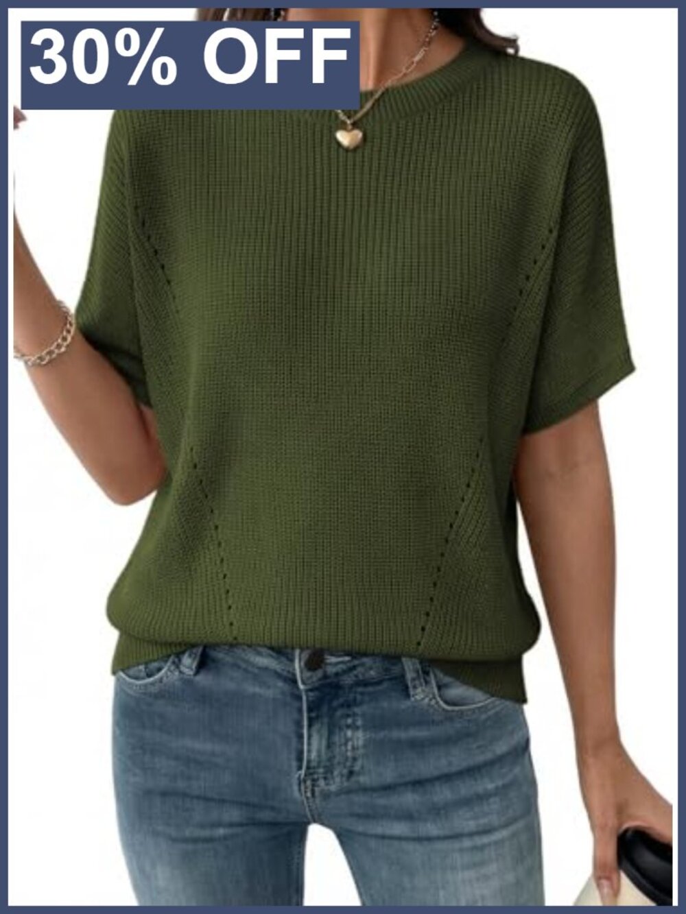 Womens Short Sleeve Rib Knit V Neck Pullover